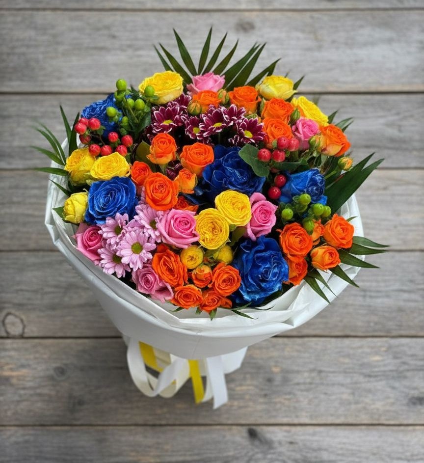 Букет цветов из: Розы и Хризантемы в Углянце