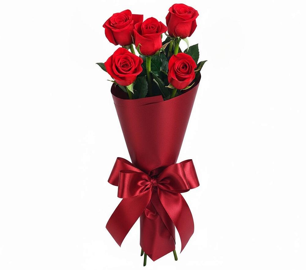 Букет 5 Красных роз Эдлесс Лав в Углянце
