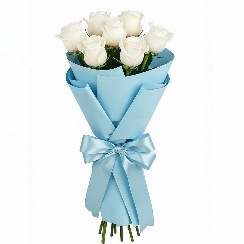 Букет 7 белых роз Проуд в Углянце