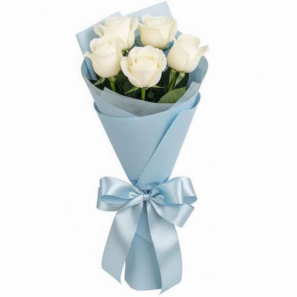 Букет 5 Белых роз Проуд в Углянце