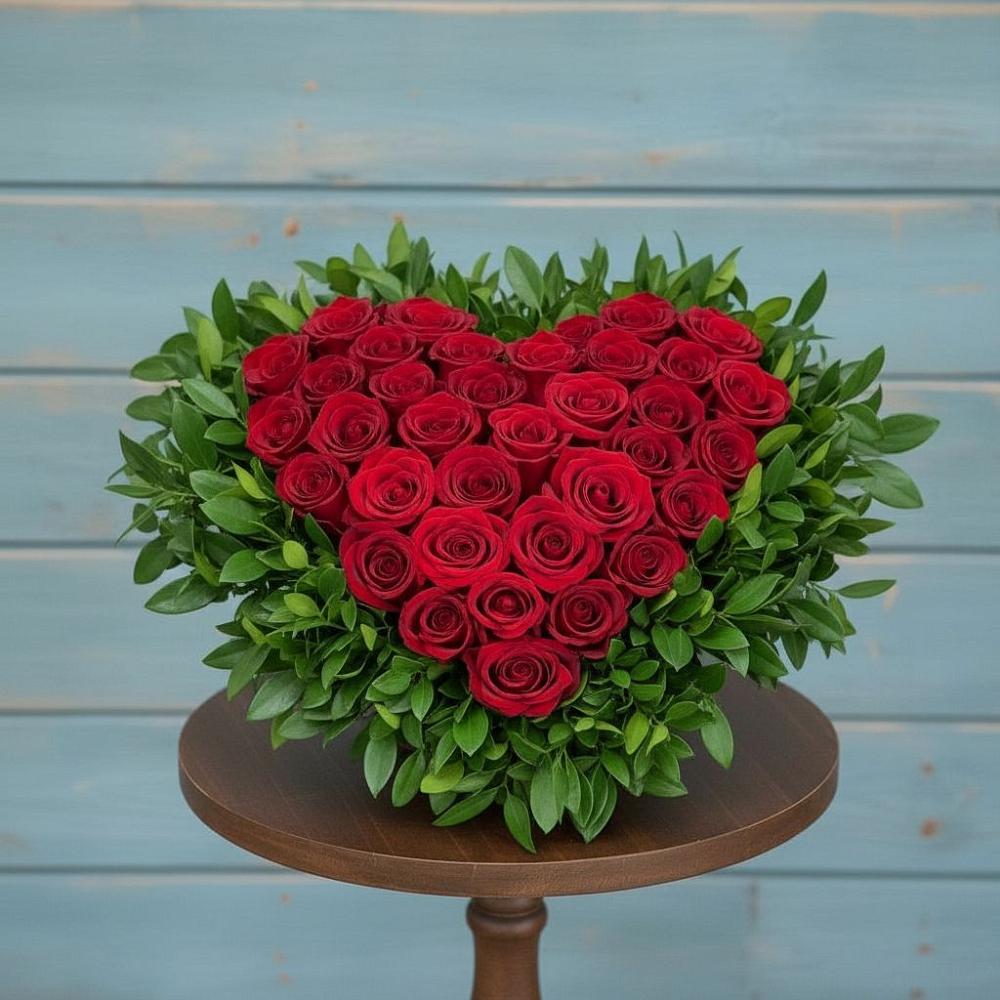 Цветочная композиция из Розы в виде сердца в Углянце