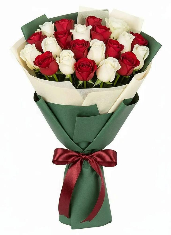 Букет Микс из красных и белых роз в Углянце