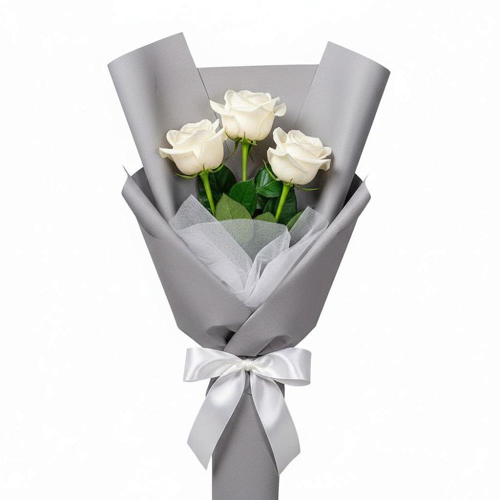 Букет 3 белые розы в Углянце