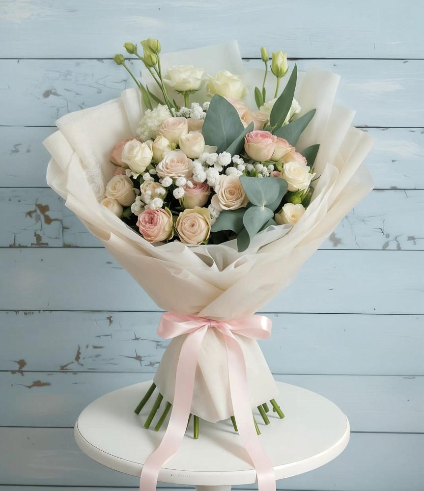 Букет цветов из: Розы и Лизиантусы в Углянце