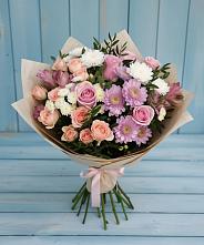 Букет цветов из:  Хризантемы, Розы и Альстромерии в Углянце