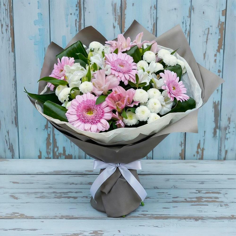 Букет цветов из: Герберы, Альстромерии и Хризантемы в Углянце