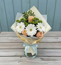Букет цветов из:  Герберы, Розы и Хризантемы #REPLACE_PRED# Углянце