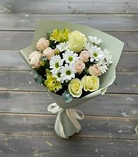 Букет цветов из:  Альстромерии, Розы и Хризантемы в Углянце