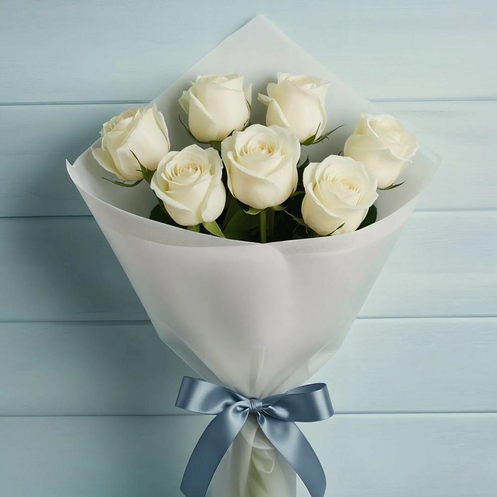 Букет 7 Белых роз Эдлесс Лав в Углянце